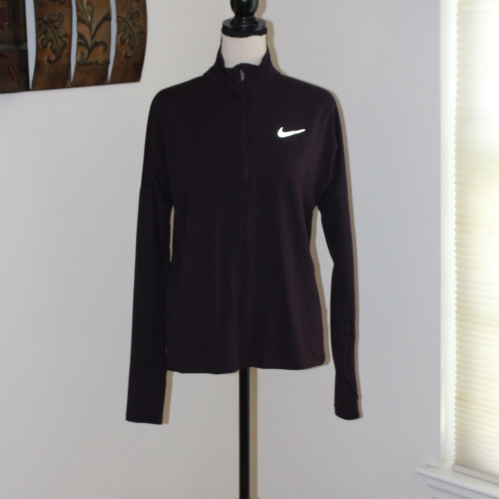 Nike Running, Dry fit quarter zip long sleeve shirt deep Purple color ....